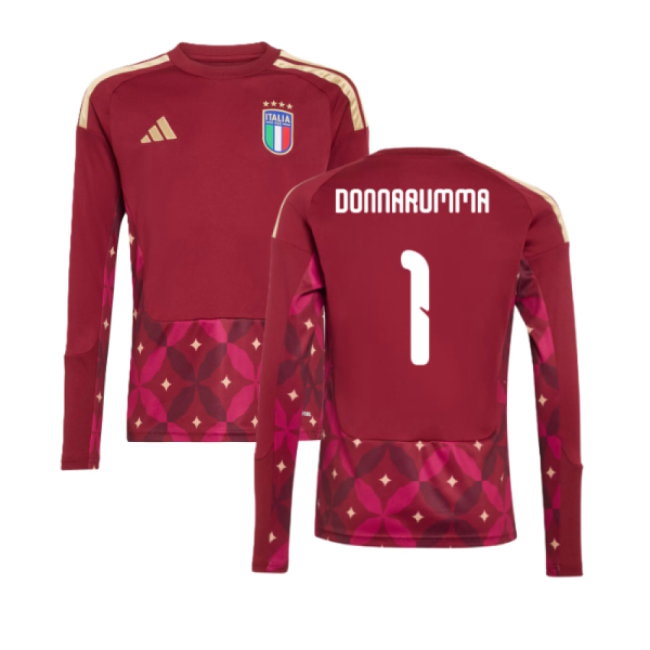2026-2027 Italy Home Goalkeeper Shirt (Burgundy) - Kids (Donnarumma 1) — Buy Online
