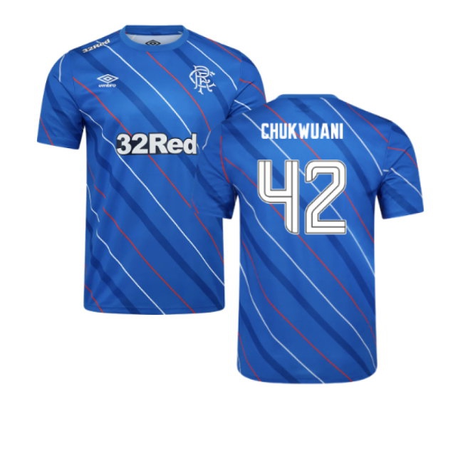2025-2026 Rangers Home Pre Match Short Sleeve Tee (Lapis Blue) (Chukwuani 42) — Shop Online