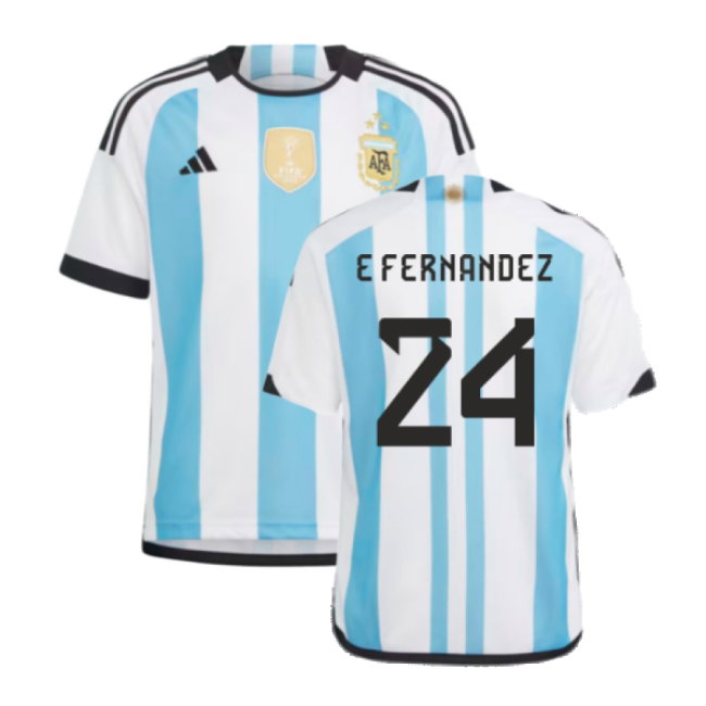 Argentina 2022 World Cup Winners Home Shirt - Kids (E FERNANDEZ 24) — Buy Online