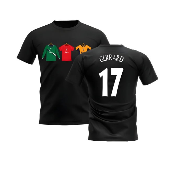 Liverpool 2000-2001 Retro Shirt T-shirt (Black) (GERRARD 17) — Buy Online
