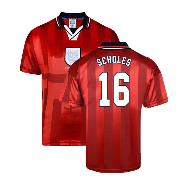 Score Draw England 1998 World Cup Finals Away Retro Football Shirt (SCHOLES 16) — Buy Online