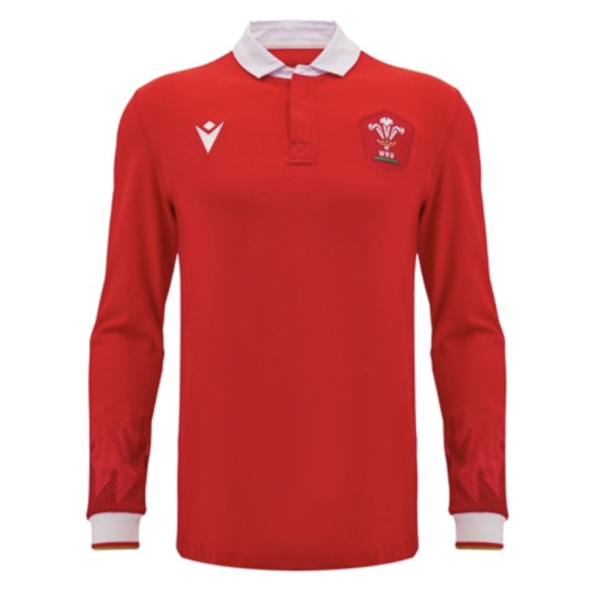 2024-2025 Wales WRU Home LS Cotton Rugby Shirt (Warburton 7) — Shop Online
