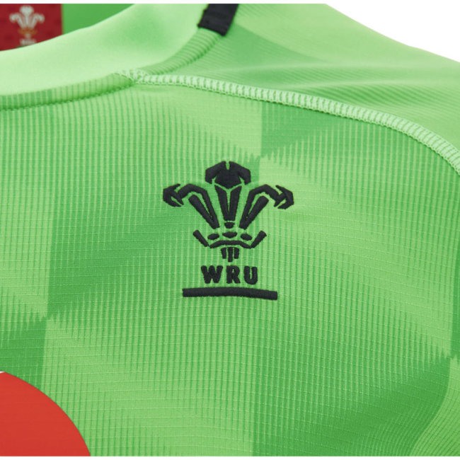 2026-2027 Wales WRU Training Rugby Shirt (Neon Green) (Warburton 7) — Shop Now