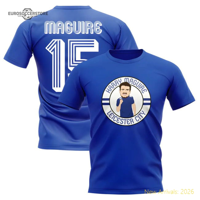 Harry Maguire Leicester Illustration T-Shirt (Blue)-Vantage Point Soccer
