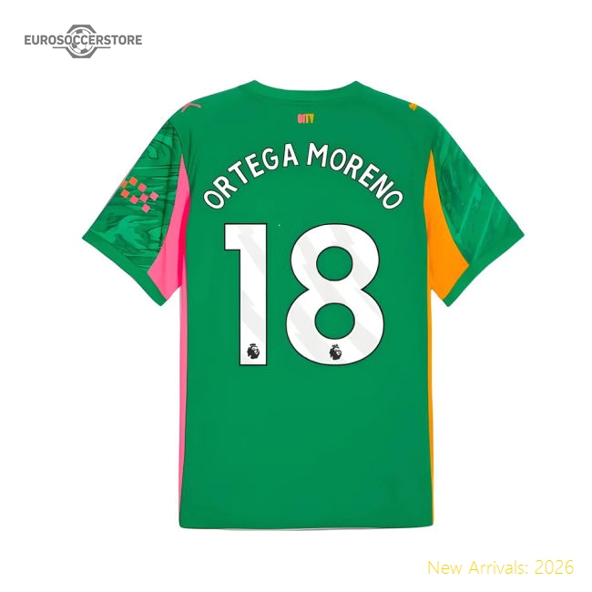 2025-2026 Man City Goalkeeper Away Shirt (Green) (Ortega Moreno 18)-Football Jersey Hub