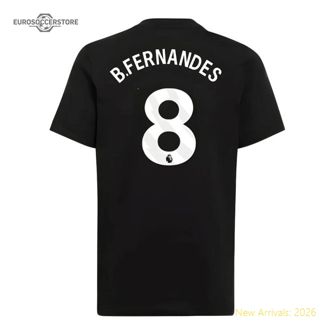 2025-2026 Man Utd EU Training Tee (Black) (B.Fernandes 8)-Football Jersey Hub
