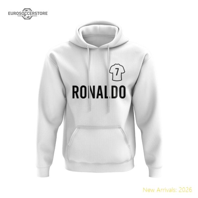 Cristiano Ronaldo Real Madrid Number Hoody (White)-BuySoccerJersey Hub