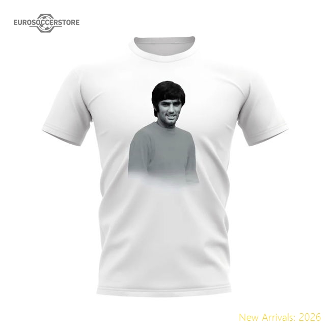 George Best Manchester United Legend T-Shirt (White)-Football Jersey Hub