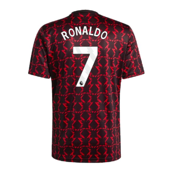 2024-2025 Man Utd Pre-Match Shirt (Black) (Ronaldo 7)-Football Jersey Hub