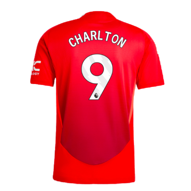 2024-2025 Man Utd Authentic Home Shirt (Charlton 9)-Football Jersey Hub