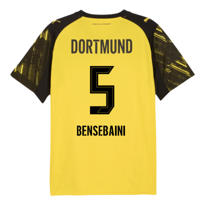 2025-2026 Borussia Dortmund Home Shirt (Bensebaini 5)-Football Jersey Hub