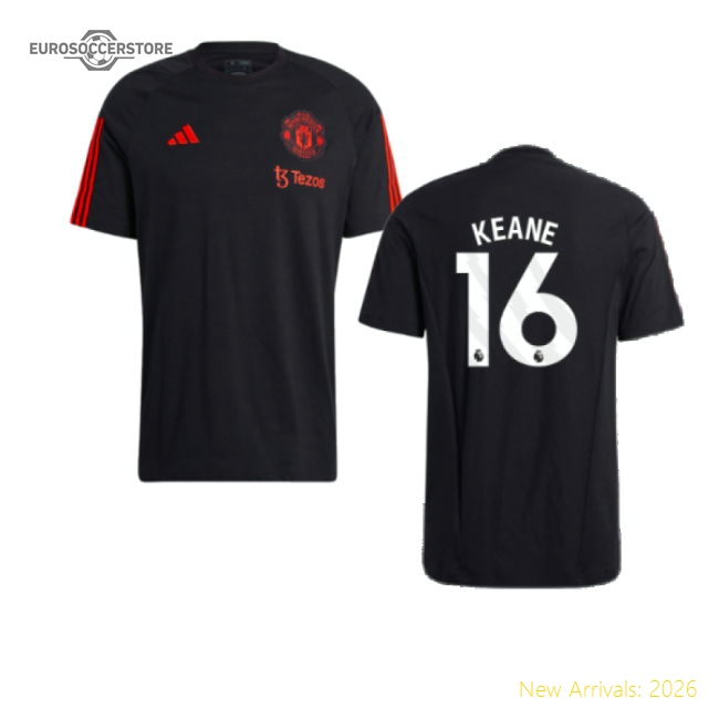 2023-2024 Man Utd Training Tee (Black) (Keane 16)-Football Jersey Hub