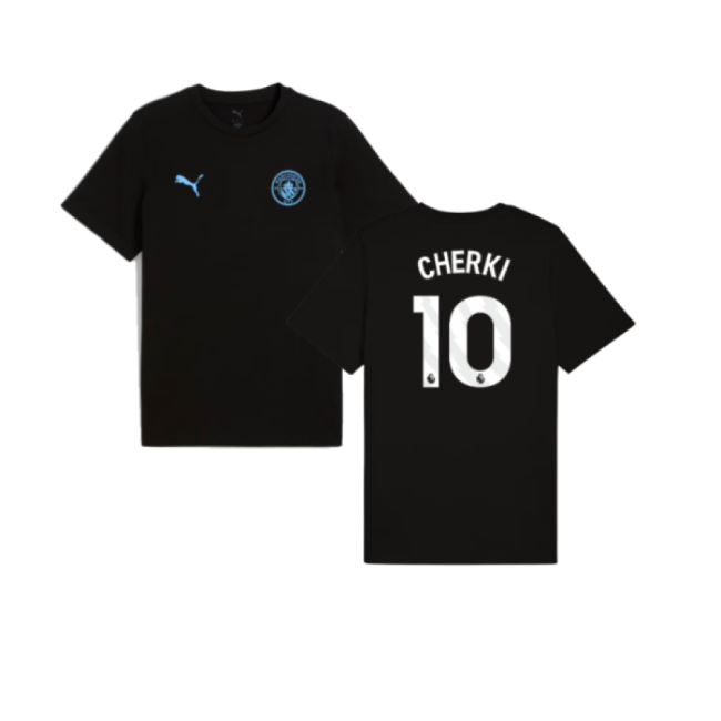 2025-2026 Man City FtblESS Tee (Black) (Cherki 10)-PitchVibe Kits