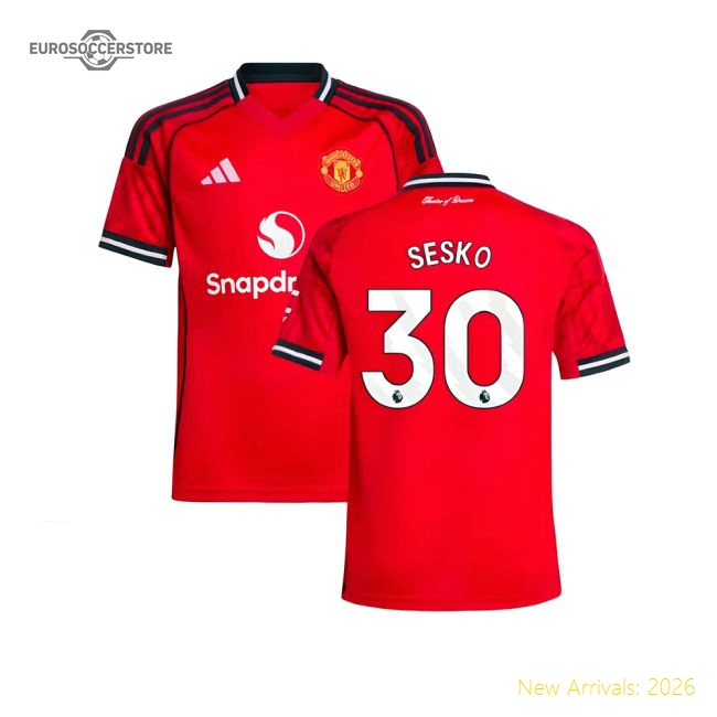 2025-2026 Man Utd Home Shirt (Kids) (Sesko 30)-Football Jersey Hub