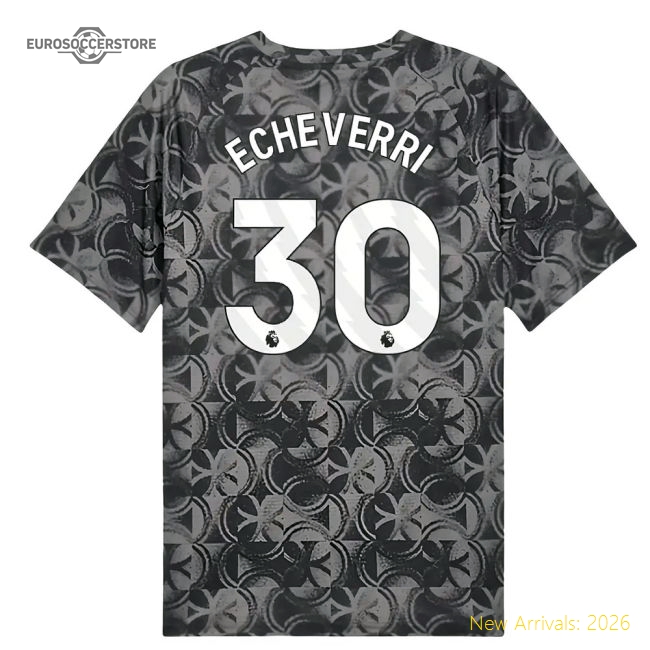 2025-2026 Man City Warm Up Jersey (Black) (Echeverri 30)-Football Shirts Shop