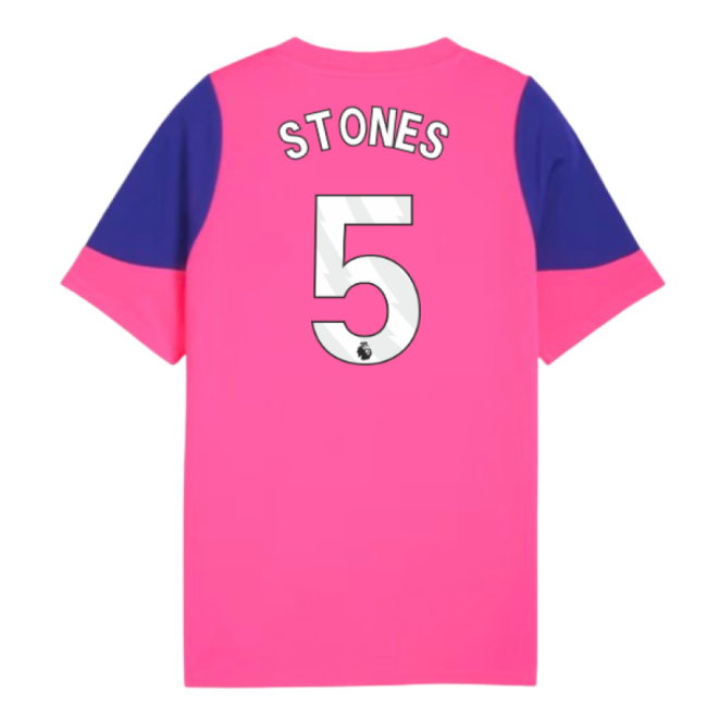 2025-2026 Man City Training Jersey (Fluro Pink) - Kids (Stones 5)-Football Shirts Shop