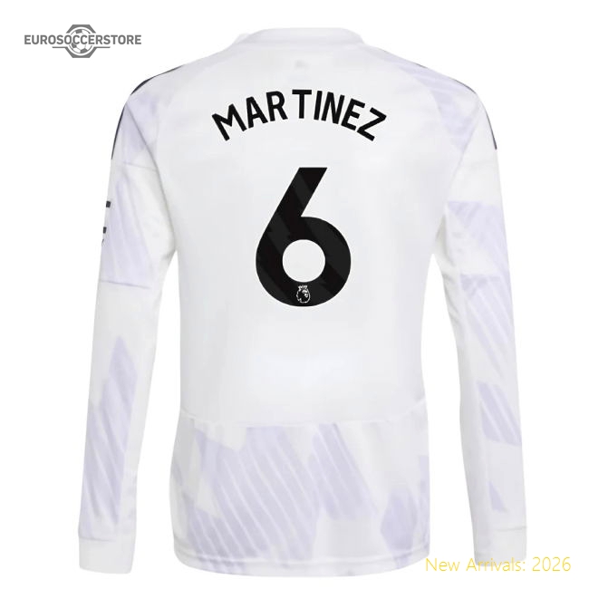 2025-2026 Man Utd Long Sleeve Away Shirt (Kids) (Martinez 6)-Football Jersey Hub