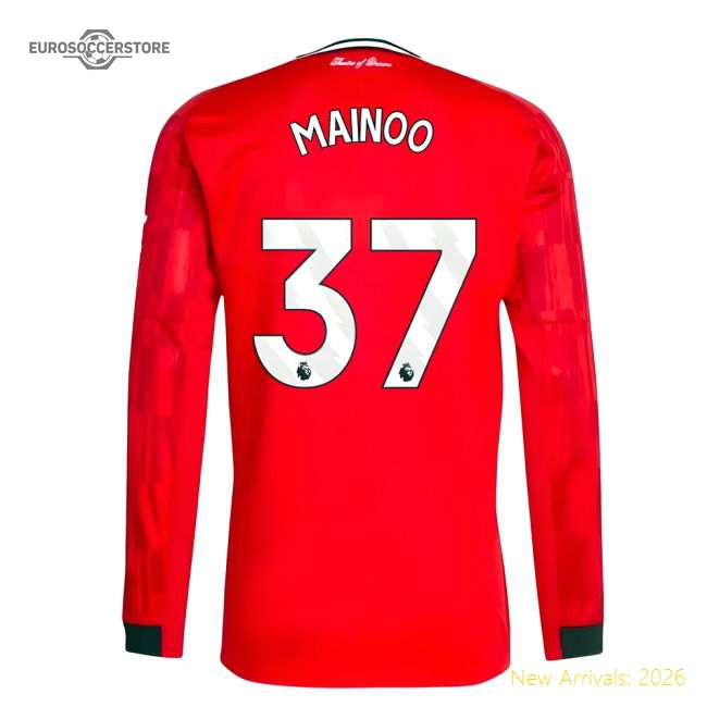2025-2026 Man Utd Long Sleeve Home Shirt (Mainoo 37)-Football Jersey Hub