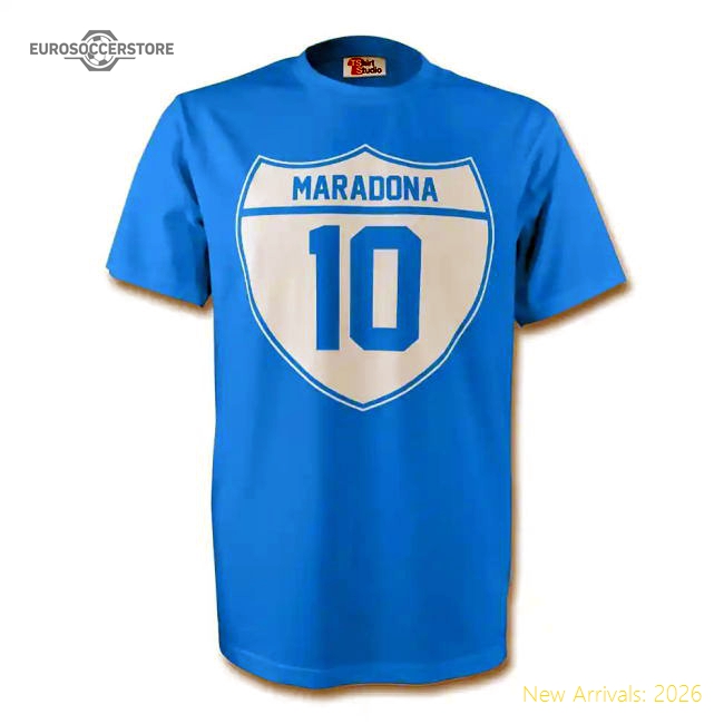 Diego Maradona Napoli Crest Tee (sky Blue)-Vantage Point Soccer