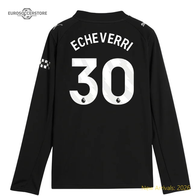 2025-2026 Man City Long Sleeve Away Shirt (Kids) (Echeverri 30)-Football Jersey Hub