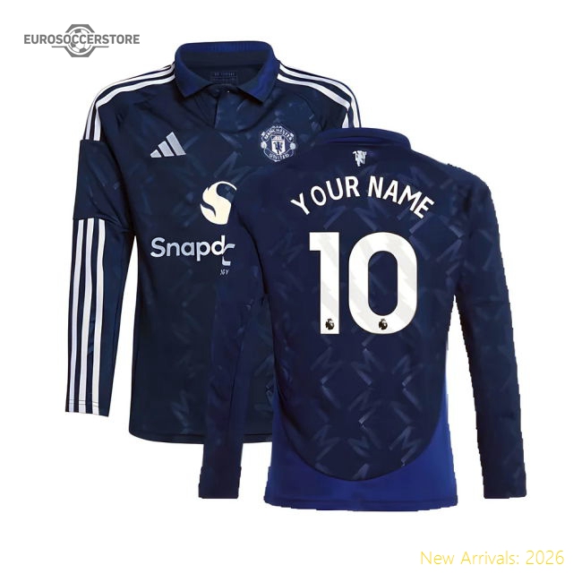 2024-2025 Man Utd Long Sleeve Away Shirt (Kids) (Your Name)-Football Jersey Hub