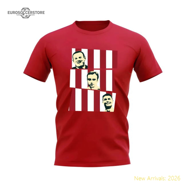 Rooney Berbatov Ronaldo Manchester United Trio T-Shirt (Red)-Football Jersey Hub