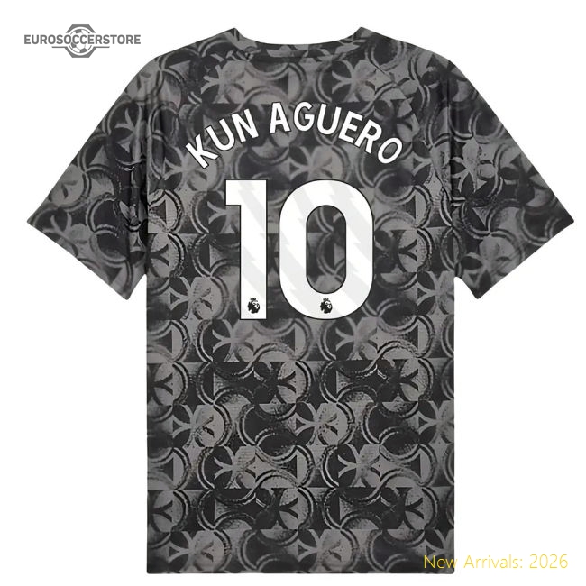 2025-2026 Man City Warm Up Jersey (Black) (Kun Aguero 10)-Football Shirts Shop