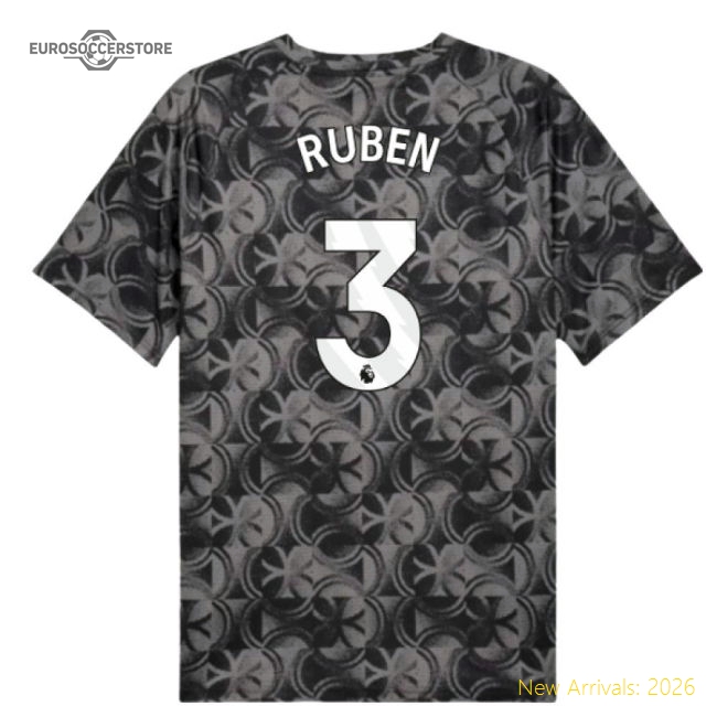 2025-2026 Man City Warm Up Jersey (Black) (Ruben 3)-Football Shirts Shop