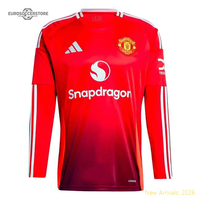 2024-2025 Man Utd Long Sleeve Home Shirt (Mainoo 37)-Football Jersey Hub