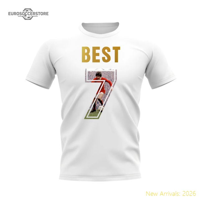 George Best Name And Number Manchester United T-Shirt (White)-Football Jersey Hub