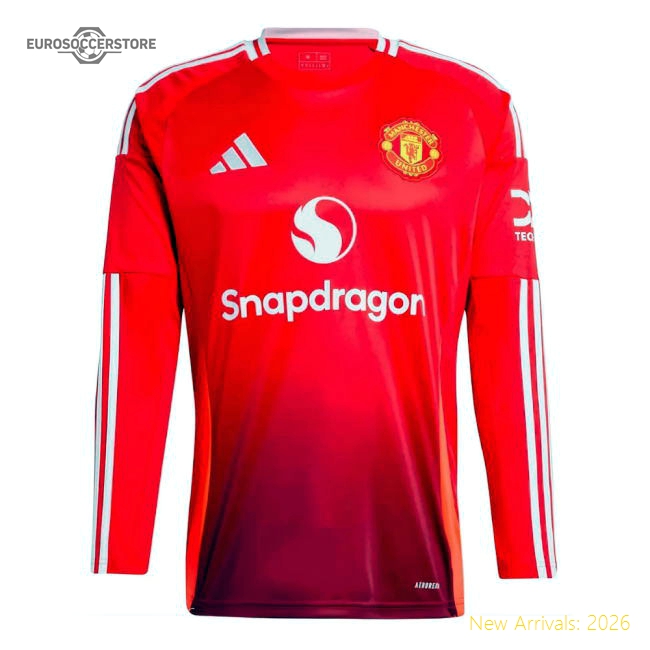 2024-2025 Man Utd Long Sleeve Home Shirt-Football Jersey Hub
