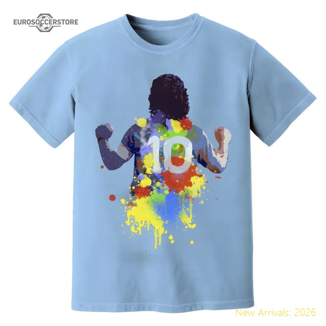 Diego Maradona Napoli Art T-Shirt (Sky)-Vantage Point Soccer