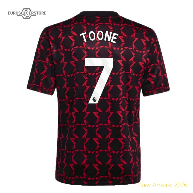 2024-2025 Man Utd Pre-Match Shirt (Black) - Kids (Toone 7)-Football Jersey Hub