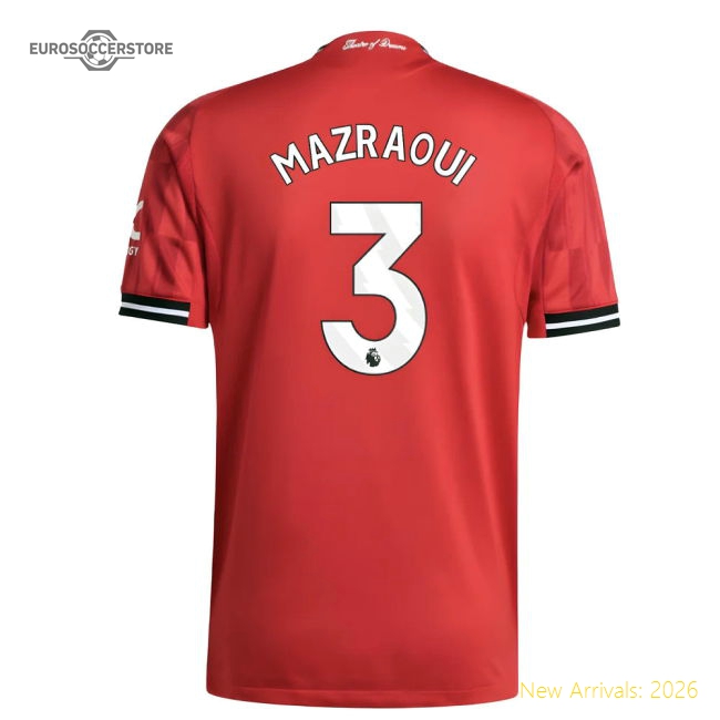 2025-2026 Man Utd Authentic Home Shirt (Mazraoui 3)-Football Jersey Hub
