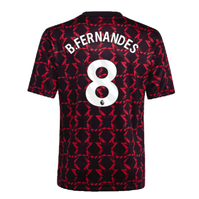 2024-2025 Man Utd Pre-Match Shirt (Black) - Kids (B.Fernandes 8)-Football Jersey Hub