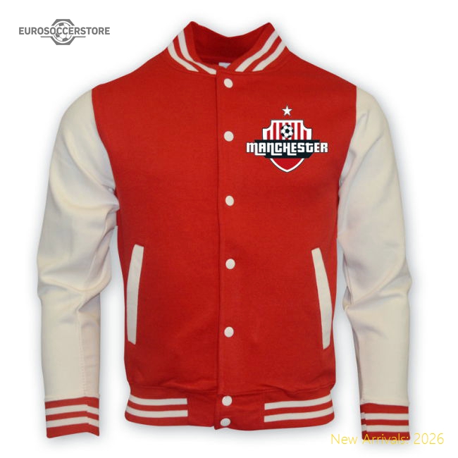 Man Utd College Baseball Jacket (red) - Kids-Football Jersey Hub