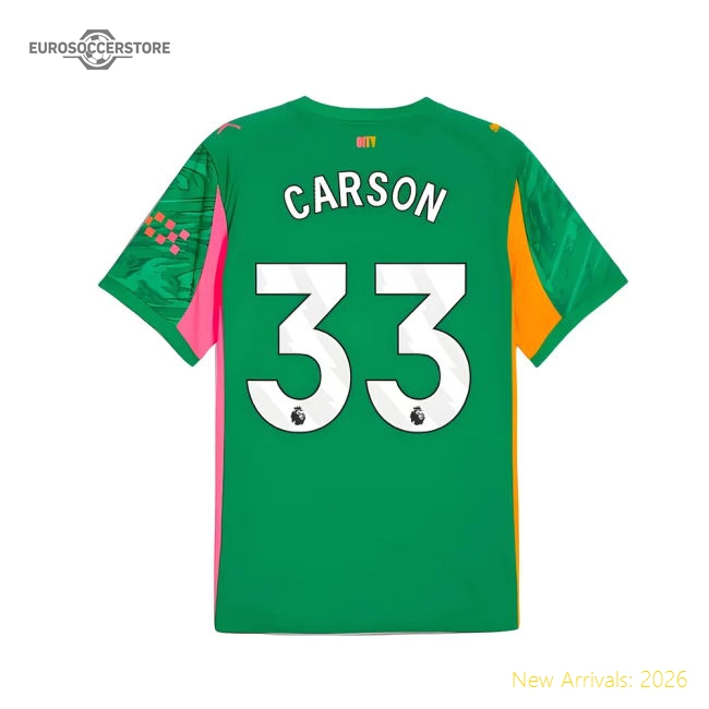 2025-2026 Man City Goalkeeper Away Shirt (Green) (Carson 33)-Football Jersey Hub