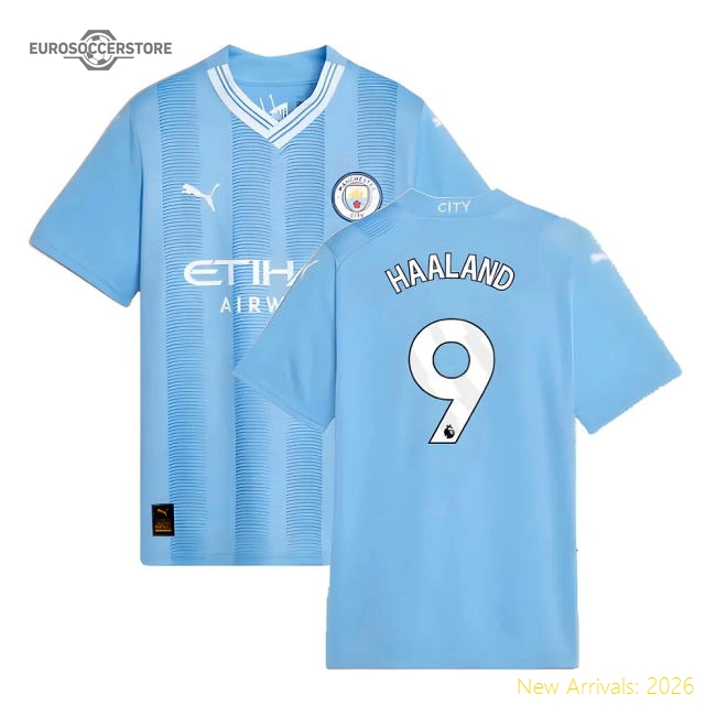 2023-2024 Man City Home Shirt (Kids) (HAALAND 9)-Football Shirts Shop