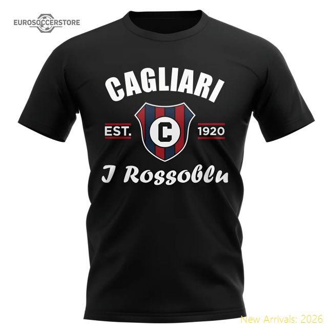 Cagliari Established Football T-Shirt (Black)-PitchVibe Kits