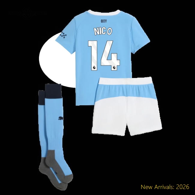 2025-2026 Man City Home Mini Kit (Nico 14)-Football Shirts Shop