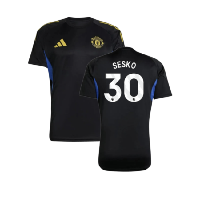 2025-2026 Man Utd EU Training Jersey (Black) - Kids (Sesko 30)-Football Jersey Hub