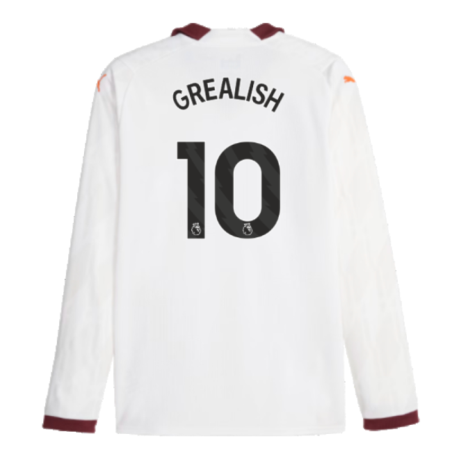 2023-2024 Man City Long Sleeve Away Shirt (GREALISH 10)-Football Jersey Hub