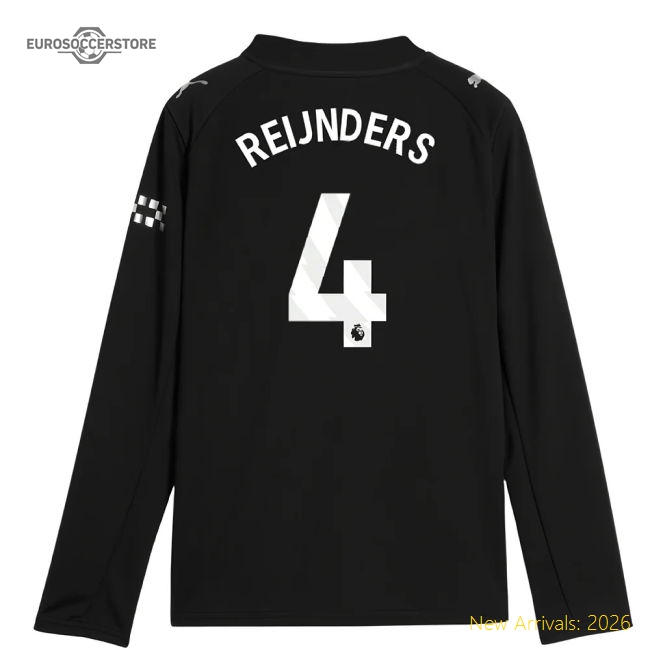 2025-2026 Man City Long Sleeve Away Shirt (Kids) (Reijnders 4)-Football Jersey Hub