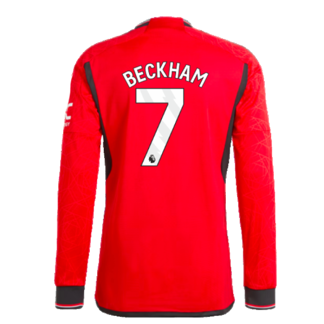 2023-2024 Man Utd Long Sleeve Home Shirt (Beckham 7)-Football Jersey Hub