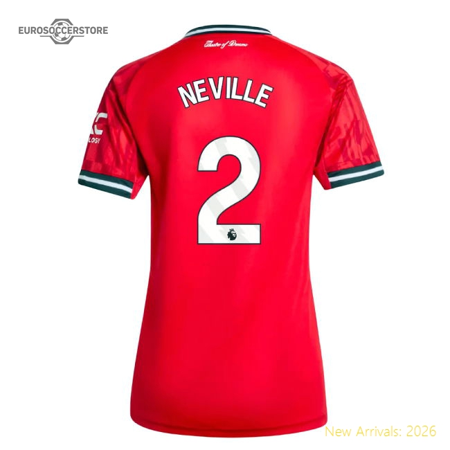 2025-2026 Man Utd Home Shirt (Womens) (Neville 2)-Football Jersey Hub