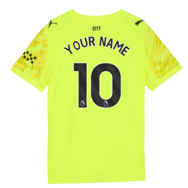 2025-2026 Man City Goalkeeper Third Shirt (Yellow) - Kids (Your Name)-Football Jersey Hub