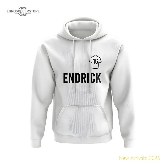 Endrick Real Madrid Number Hoody (White)-BuySoccerJersey Hub