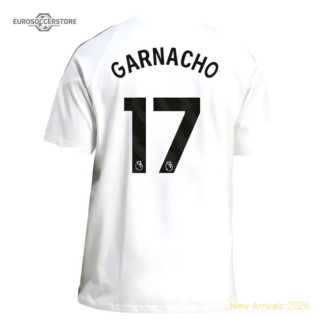 2025-2026 Man Utd Training Tee (White) (Garnacho 17)-Football Jersey Hub