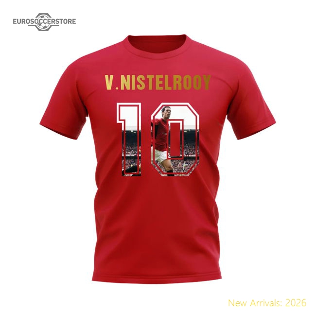 Ruud Van Nistelrooy Name And Number Manchester United T-Shirt (Red)-Football Jersey Hub
