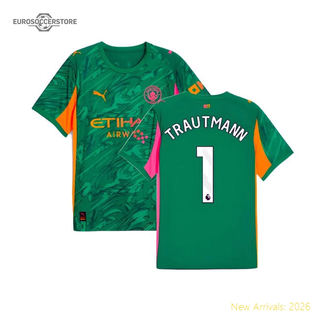2025-2026 Man City Goalkeeper Away Shirt (Green) (Trautmann 1)-Football Jersey Hub